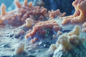 Poster - Dense layer of microbes thriving in a rich ecosystem under controlled conditions in a laboratory environment. Generative AI