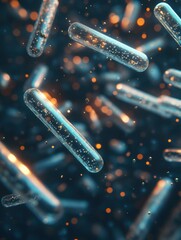 Leinwandbilder - 3D render showcasing diverse microbial structures in a vibrant, illuminated environment. Generative AI