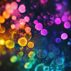 Leinwandbilder - Abstract view of colorful antibiotics and bacteria observed under a microscope with vibrant details and patterns. Generative AI