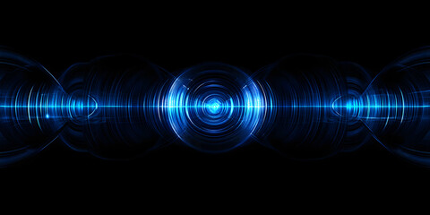 abstract background with blue light needles and energy circles on a black background. technological 