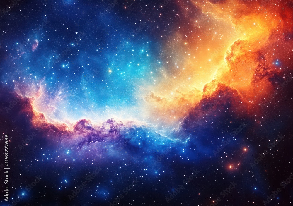 Vibrant Nebulas and Twinkling Stars in a Cosmic Landscape Stock ...