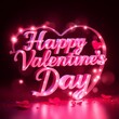 © Elena Bilusiak - pink glowing inscription happy valentines day on a dark background