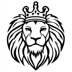 Wall Mural - Majestic lion wearing a crown, symbol of royalty and power