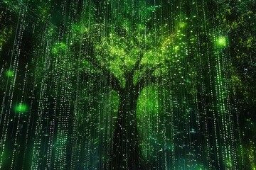 Abstract technology background visualizing programming code and computer scripts in a modern design