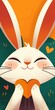 © Dreamdecko - Cute Cartoon Bunny Holding Heart with Orange and Green Background Perfect for Mobile Wallpapers