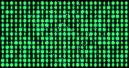 Wall Mural - image of rotating round green lights on black background