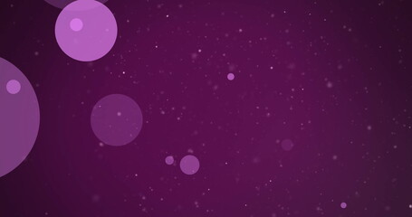 Poster - Image of purple light spots over white particles on dark purple background