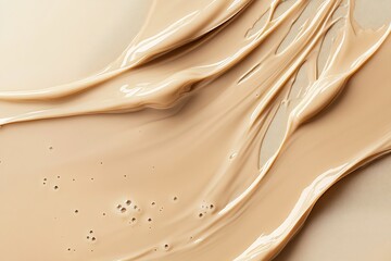 Aufkleber - Smooth Cream Beige Paint Texture With Fluid Artistic Swirls on Neutral Background : Generative AI
