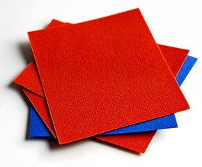 Red and blue square papers layered together