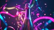 © Mrs. Studio - champagne bottle popping with neon streamers light