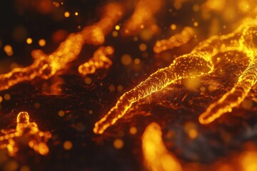 Leinwandbilder - Detailed 3D render showcasing luminous microbes in an abstract environment with vivid colors and intricate shapes. Generative AI