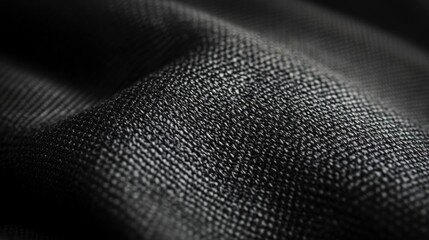 close-up of black fabric texture, showing intricate weave and soft folds.