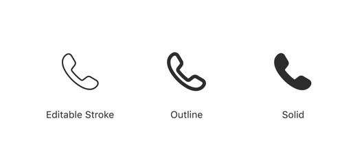 Leinwandbilder - phone call icon set, Contact us telephone sign icon - communication contact icons. editable stroke outline style for app user interface and web vector elements