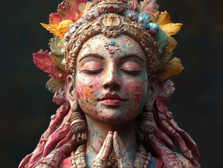 Wall Mural - a conceptual buddha avatar blending hindu and buddhist symbolism, vibrant and deeply spiritual