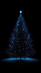 Wall Mural - Abstract Christmas tree with blue lights