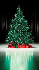 Wall Mural - Very beautiful Christmas tree with garland and gifts