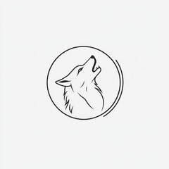 Wall Mural - Howling wolf head inside a circle on plain background, graphic for logo or print