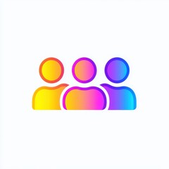 Colorful Gradient Icons Representing a Group of Three People Teamwork Unity Concept