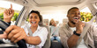 © Prostock-studio - Cheerful Black Family Singing Riding New Car Having Fun Enjoying Road Trip On Vacation. Parents And Daughter Traveling By Automobile In Summer. Selective Focus