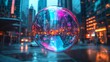 © TI3ee - Cityscape reflected in a vibrant soap bubble.