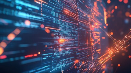Abstract Digital Code Stream: A Futuristic Visualization of Data Flow and Network Connections