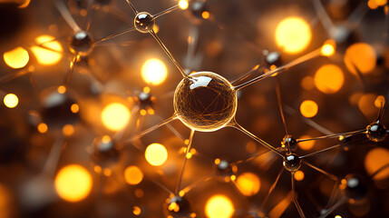 Abstract molecular structure with glowing particles, science and technology concept