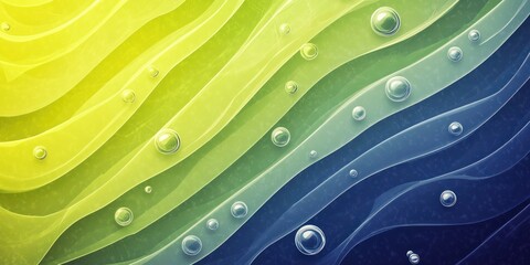 Abstract wavy green-blue background with bubbles, digital art, website design