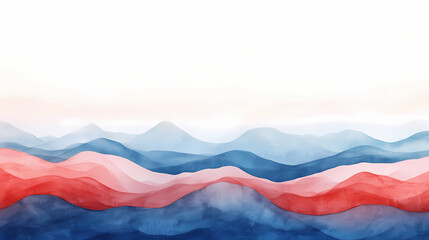 Wall Mural - abstract background. alligoric landscape. sky sea mountains. smooth wavy lines. gradient from red to