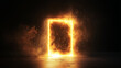 © Kavidu - Glowing Rectangular Portal with Intense Golden Light and Swirling Mist Set Against a Mysterious Black Background