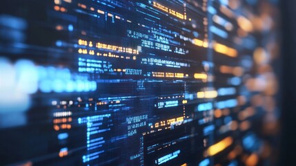 Abstract Digital Data Stream: Futuristic Blue and Orange Code