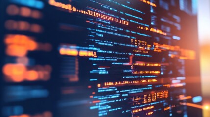 digital code stream: abstract representation of programming and software development