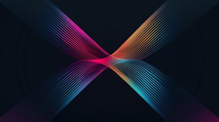 Abstract colorful glowing lines forming an X shape on dark background.