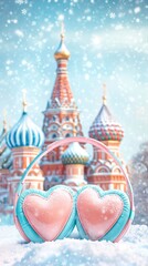 Romantic Winter Wonderland Heart-Shaped Headphones in Snowy Moscow