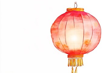 Wall Mural - A vibrant red lantern with a traditional design, illuminated from within, symbolizing celebration and festivity.