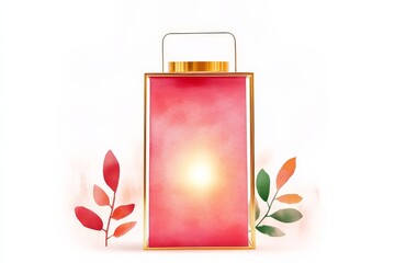 Wall Mural - A colorful lantern with a warm glow, surrounded by autumn leaves, creating a cozy and inviting atmosphere.