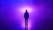 © harryaishi - Silhouette of person standing in purple fog, facing light.