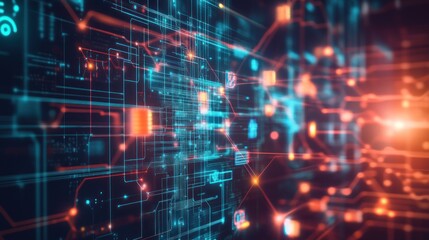 Abstract Digital Network: Data Flow Visualization