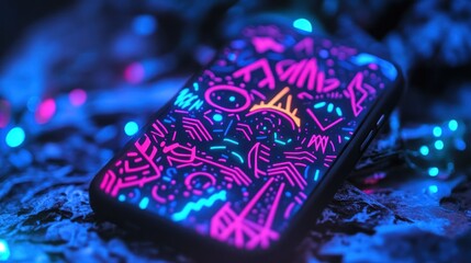 Wall Mural - Neon Phone Abstract Art