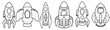 © Setia69 - Set of Black and white Rocket Space for launch galaxy astronomy astronaut universe Kids coloring page, drawing, art, flash card. Color cartoon character clipart.