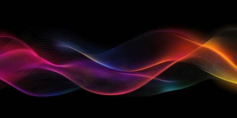 Wall Mural - vibrant rainbow wave lines flowing seamlessly in a gradient.