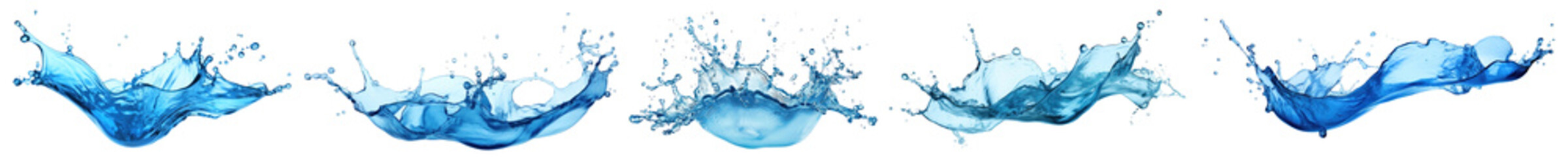 Wall Mural - png dynamic blue water splashes sequence, element set on transparent background