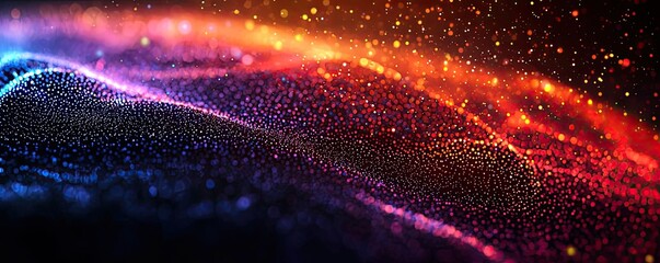 Wall Mural - dust pollution concept. vibrant abstract waves with glowing particles in a colorful night sky.
