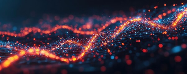 Wall Mural - dust pollution concept. abstract digital wave composition with glowing particles and vibrant colors.