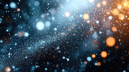 Wall Mural - dust pollution concept. abstract sparkling lights in blue and orange create a mesmerizing visual eff