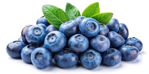 Fresh Blueberries with Green Leaves Close-up - Close-up of fresh, vibrant blueberries with green leaves, highlighting their rich color and healthy appearance.

