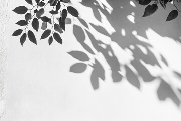 Canvas Print - Monochrome leaf shadows on a white wall.