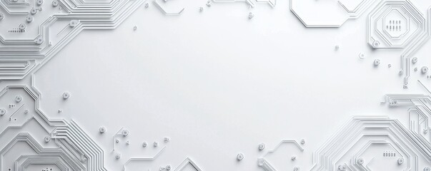 Poster - Abstract white circuit board frame with copy space.