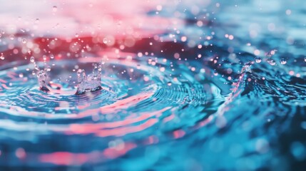 Wall Mural - water droplets create mesmerizing ripples while reflecting vibrant colors, capturing a moment of flu
