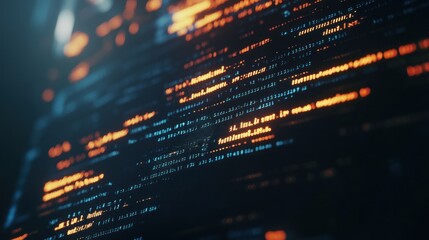 Abstract Digital Code Stream: Neon Hues in a Cyber World