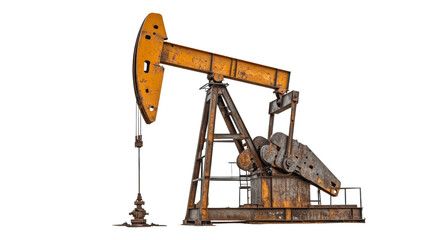 Oil pumpjack working, isolated on transparent background